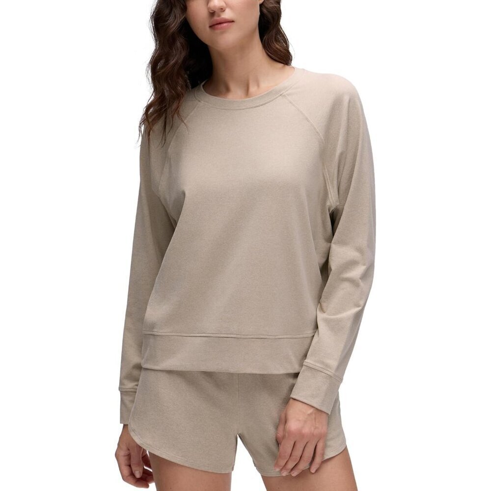 Women’s Cotton Jersey Pullover Sweatshirt Long Sleeve Casual Crewneck